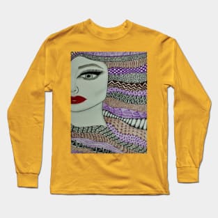 Zentangled Lady Long Sleeve T-Shirt